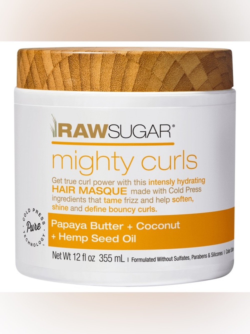 RAW SUGAR Mighty Curls Papaya Butter + Coconut Hair Masque